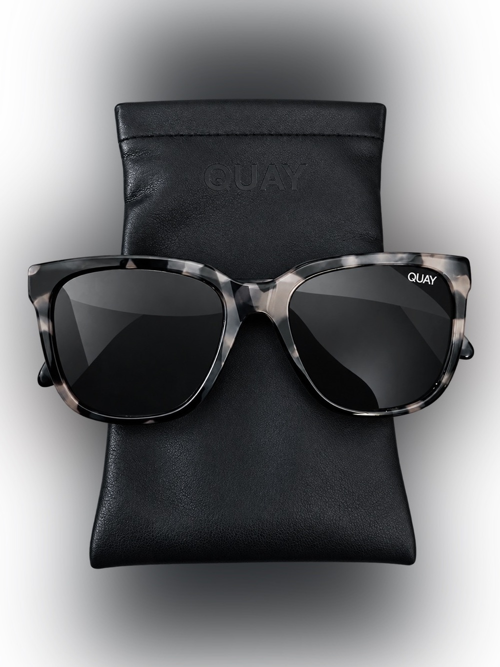QUAY 57 Cat Eye Tortoise Shell Black Frame Gray Tinted Lenses UV400 145mm - Picture 5 of 6